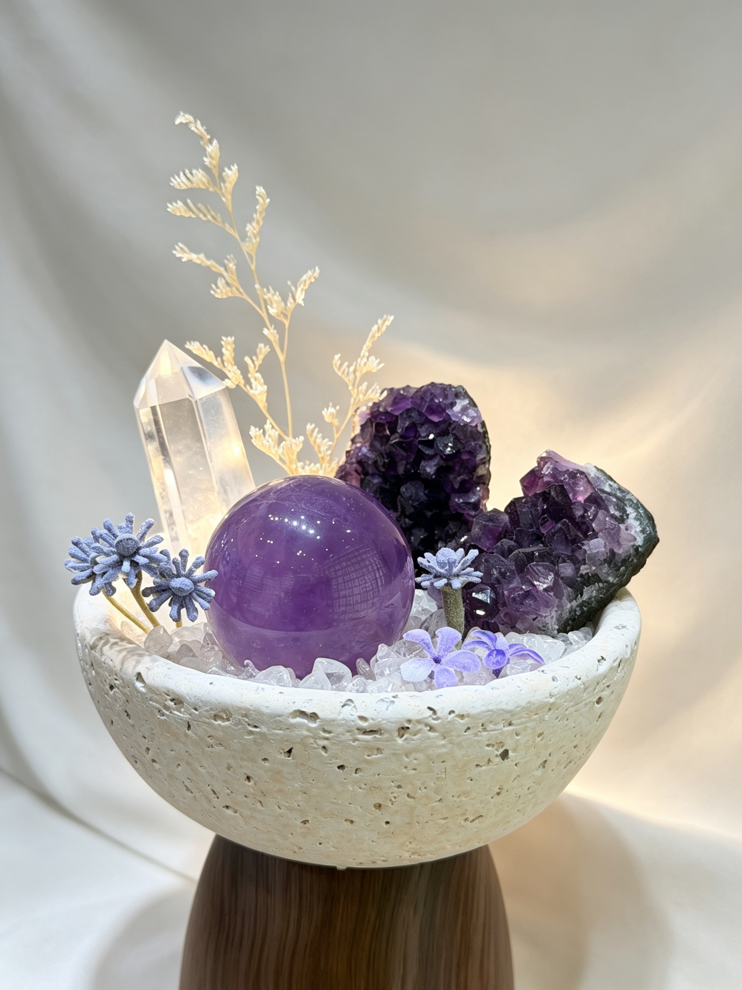 Purple Bowl Abundance Amethyst Wealth & Noble Connections Crystal Landscape