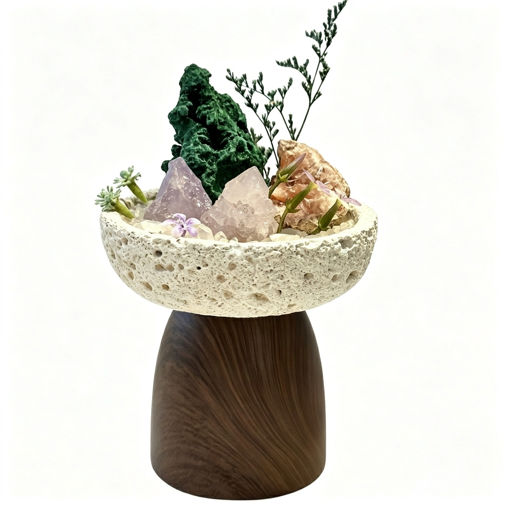 Green Ridge Harmony Multi-Stone Forest Healing Crystal Landscape Planter
