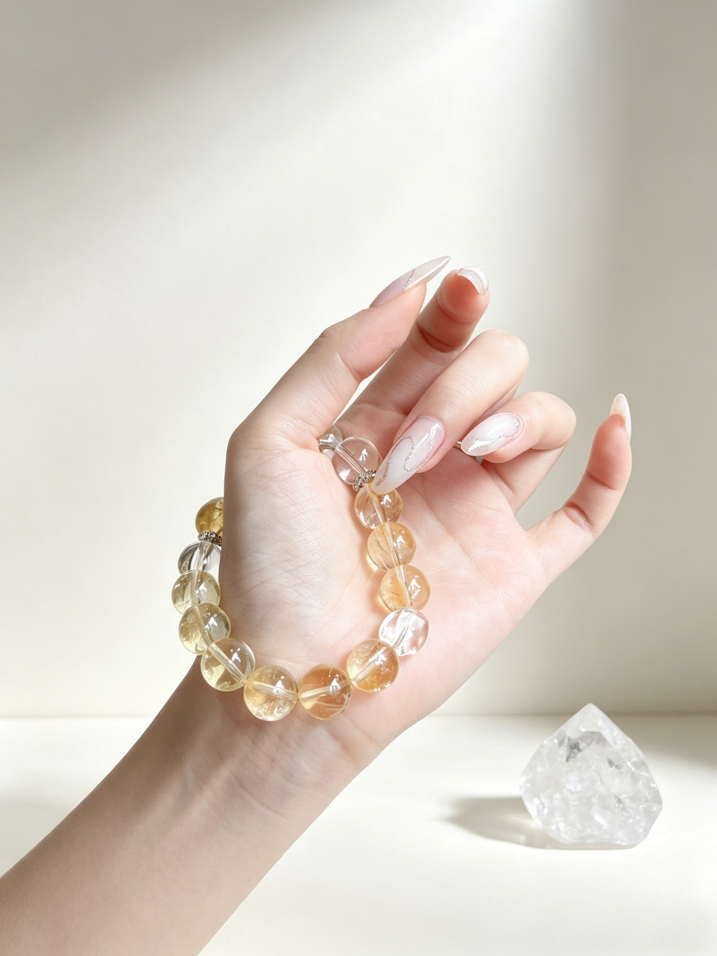 "Golden Aura & The Rising Dawn" — Premium 12mm Yellow Azeztulite & Clear Quartz Light Luxury Bracelet
