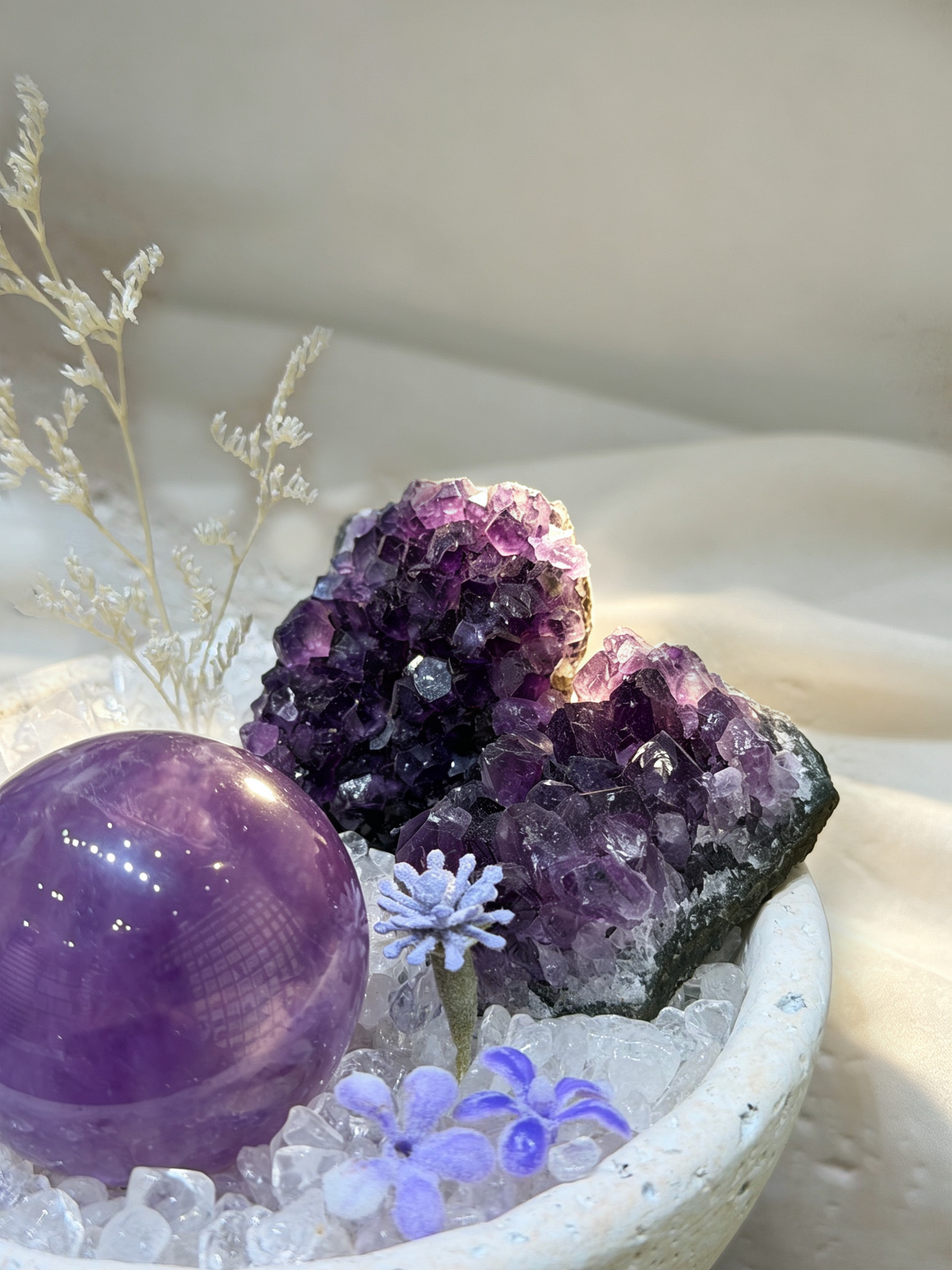 Purple Bowl Abundance Amethyst Wealth & Noble Connections Crystal Landscape