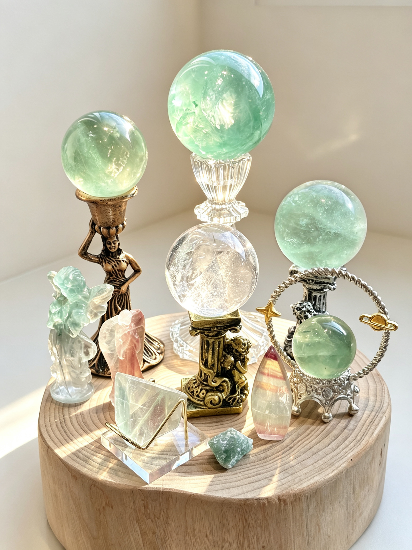 Jade Glow Fluorite Emotional Detox Crystal Grid Set