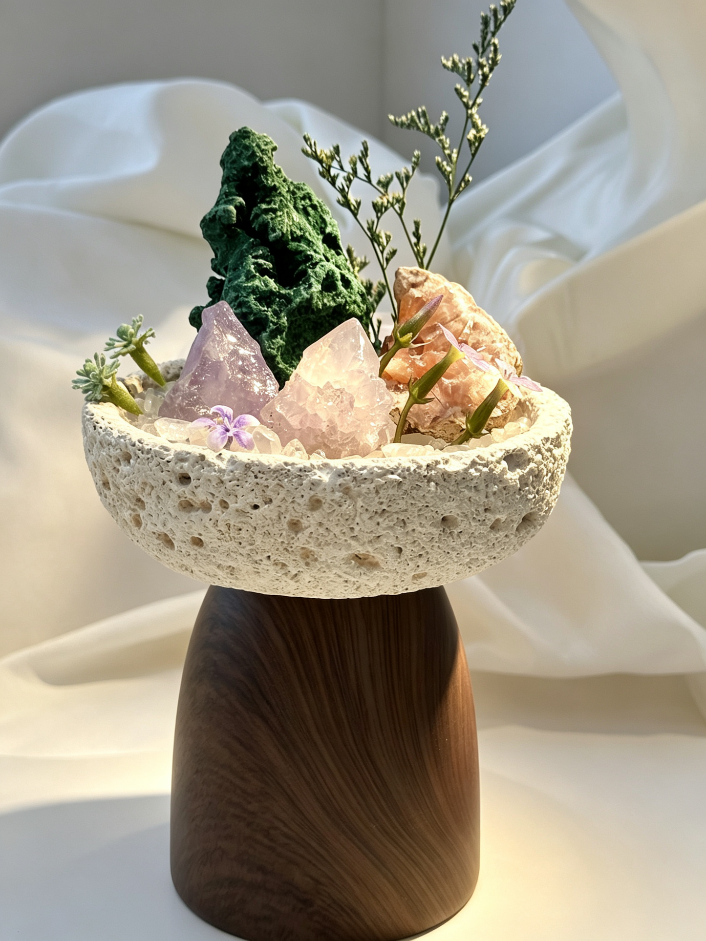 Green Ridge Harmony Multi-Stone Forest Healing Crystal Landscape Planter