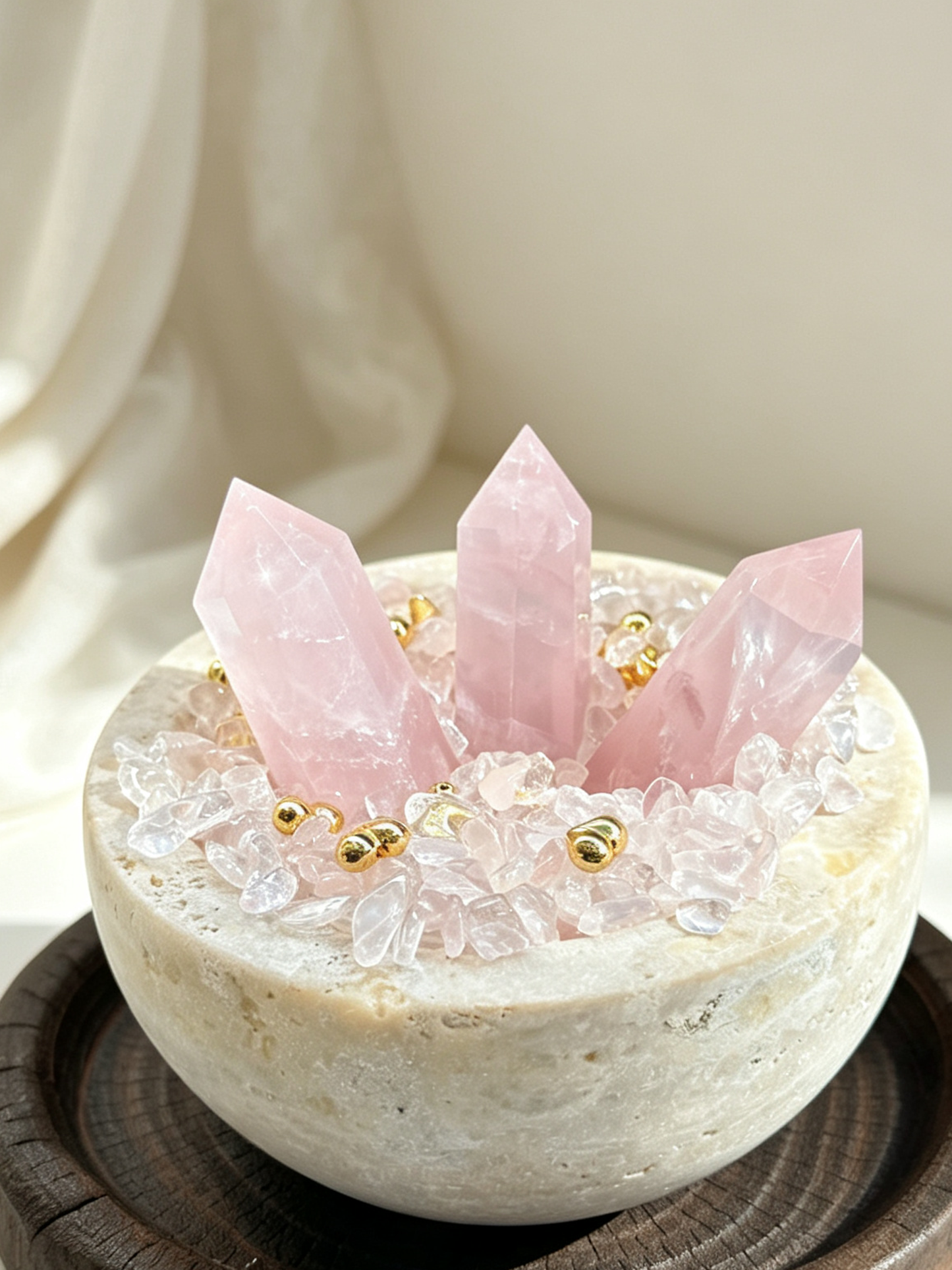 Soft Heart Rose Quartz Heart Chakra Healing Crystal Bowl